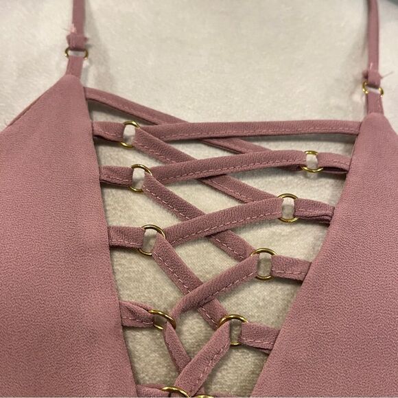 Charlotte Russe dusty Pink Strappy a-line mini Dress size medium - Picture 2 of 12